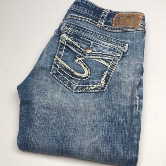 VINTAGE SILVER AIKO LOW STRAIGHT JEANS 30x34 🦋 - Picture 1 of 11